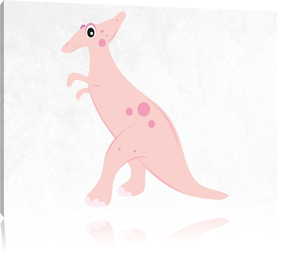 Pixxprint Niedlicher Dinosaurier als Leinwandbild/Grösse: 100x70 / Wandbild/Kunstdruck/fertig bespan