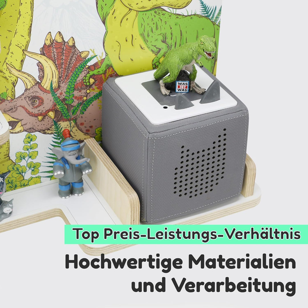 stadtecken Holzregal für Musikbox I Passend für die Toniebox und ca. 35 Tonies I Perfekte Aufbewahru