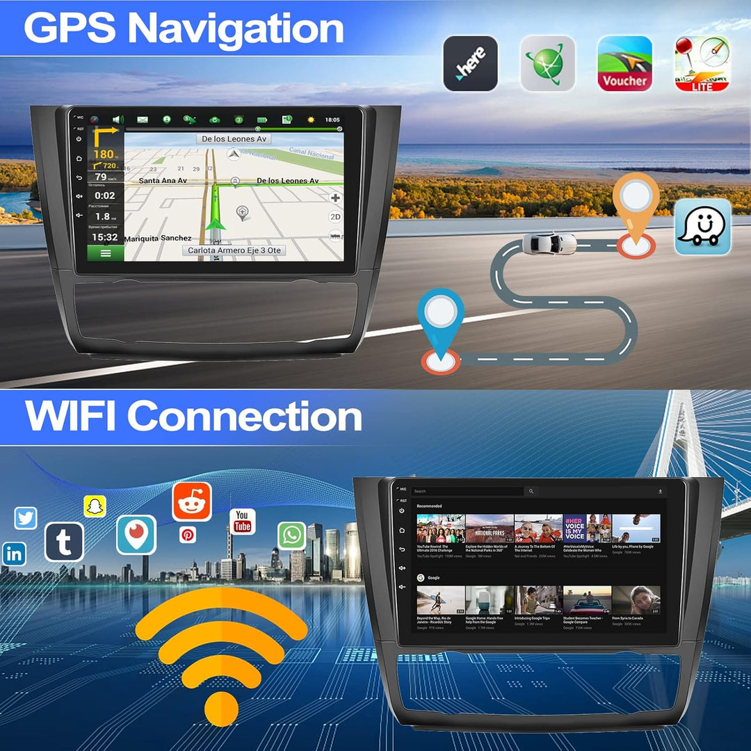 CAMECHO Android 13 Autoradio für BMW 1 Serie E81 E82 E87 E88 mit Navi,9-Zoll Auto Radio Touch Displa