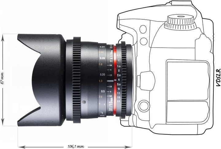 Walimex Pro 10mm 1:3,1 VCSC-Weitwinkelobjektiv für Canon EF-S Objektivbajonett schwarz (manueller Fo