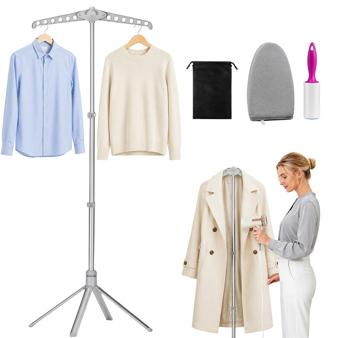 Kleiderbügel für Dampfglätter, 360° Drehbarer Dampfglätter Klappbarer, 74-147 cm Höhenverstellbarer,