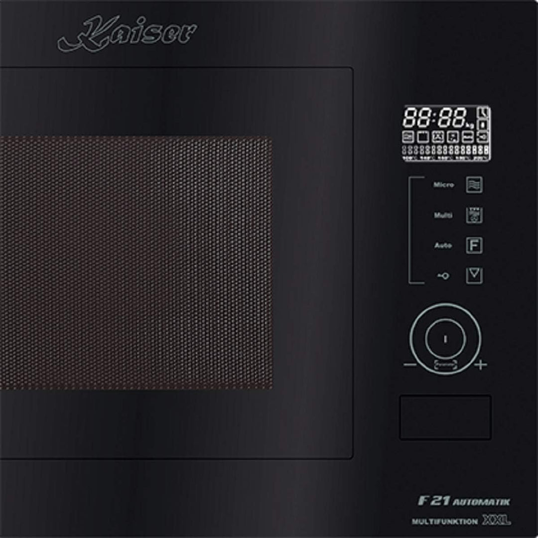 Kaiser EM 2510 Einbau Multifunktions Mikrowelle,Schwarz Glas,25L,Heissluft Grill,21 Funktionen,Mikro