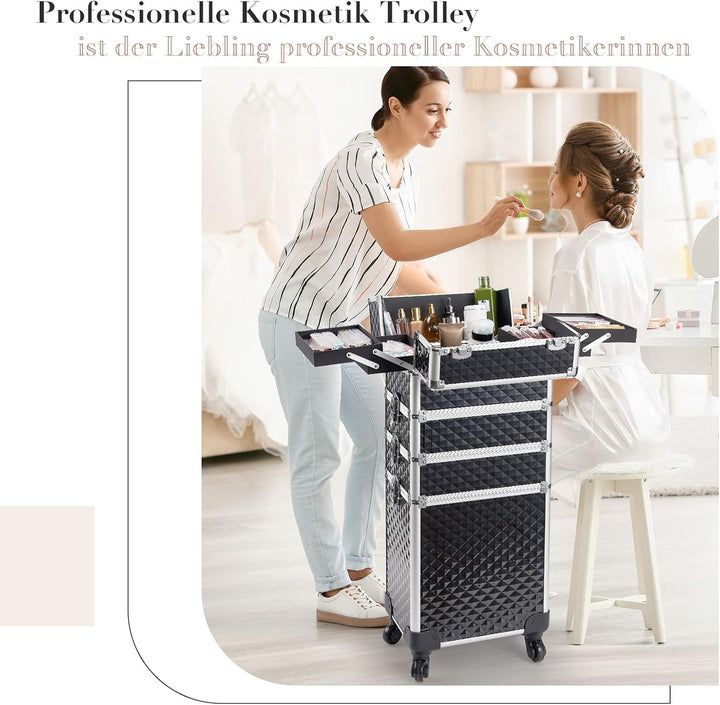 Kosmetikkoffer Trolley 4-in-1 Kosmetikkoffer Gross Kosmetik Trolley Make up Koffer Schminkkoffer mit