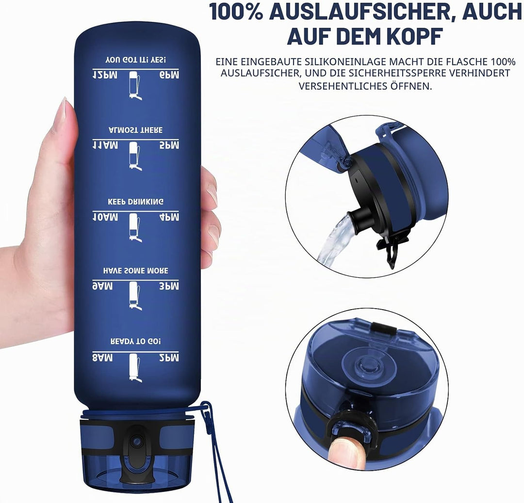 Vikaster Trinkflasche Sport, 500ml / 1L / 1,5L BPA-frei Tritan Auslaufsicher Kunststoff Wasserflasch