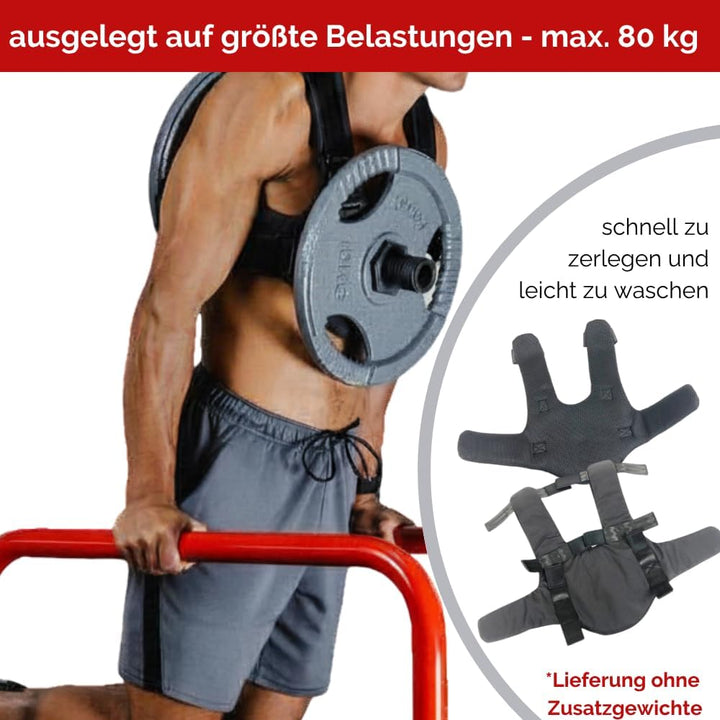 GEWICHTSWESTE FÜR HANTELSCHEIBEN ø 30 mm oder 50 mm - Verstellbare Trainingsweste für Calisthenics,