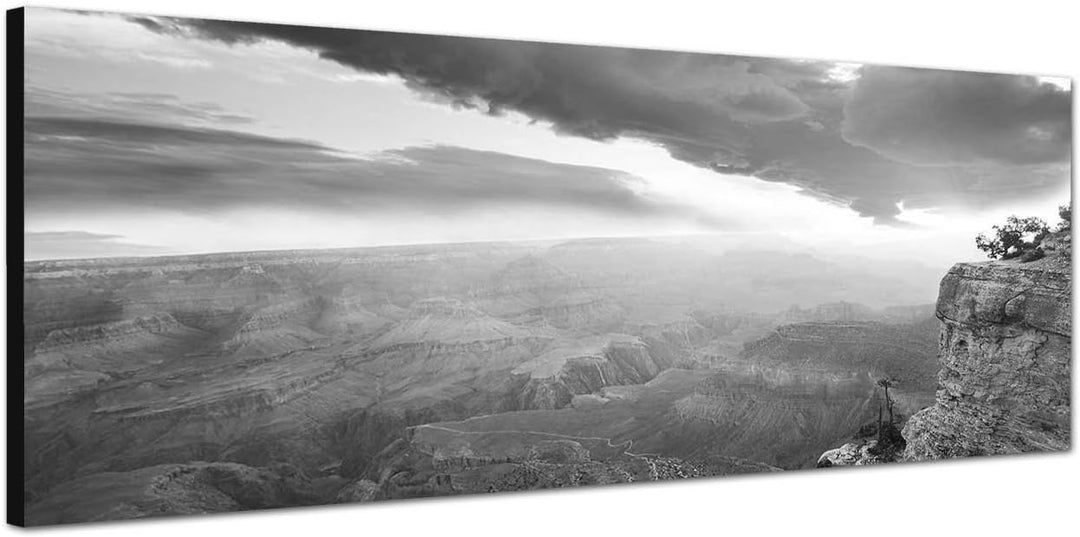 Paul Sinus Art Leinwandfoto als Panorama SCHWARZ/Weiss 150x50cm Grand Canyon Sonnenaufgang Landschaf
