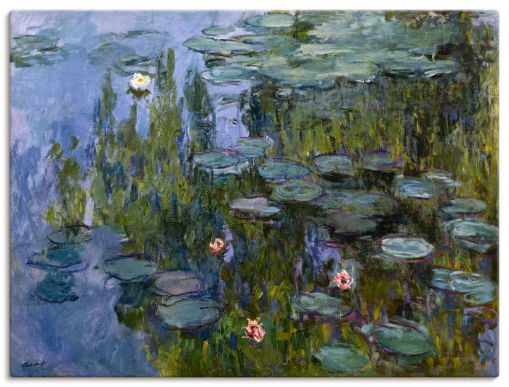 ARTland Leinwandbilder Wandbild Bild auf Leinwand 60x45 cm Wanddeko Teich See Pflanzen Blumen Seeros