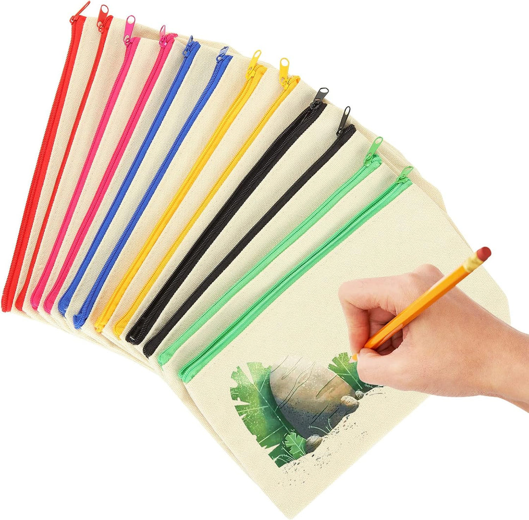 SENENQU 30 Stück DIY Blanko Stoffbeutel Mit Reissverschluss Bunt, 12 × 21cm Klein Stoffbeutel Zum Be
