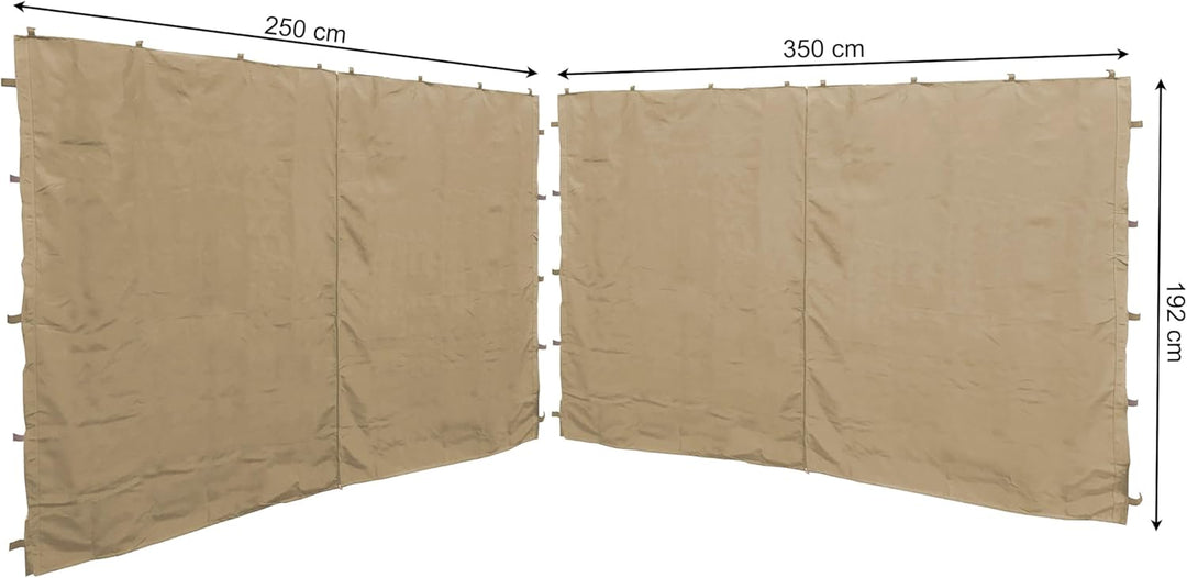 QUICK STAR 2 Seitenteile mit RV 250x192cm 350x192cm für Pavillon Nizza 3x4m Seitenwand Sand RAL 1001