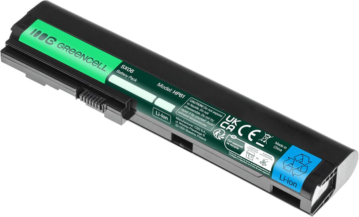 Green Cell SX06 SX06XL SX09 Laptop Akku für HP EliteBook 2560p 2570p (6 Zellen 4400mAh 10.8V Schwarz