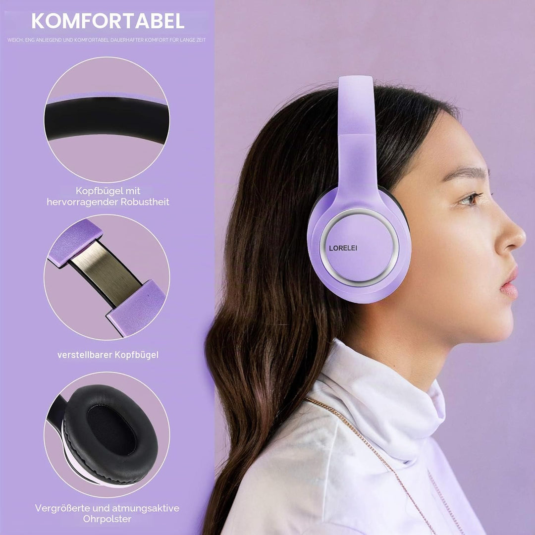 LORELEI X8 Over-Ear-Kopfhörer mit Mikrofon mit 1,45 m verwicklungsfreier Nylonschnur und 3,5-mm-Stec