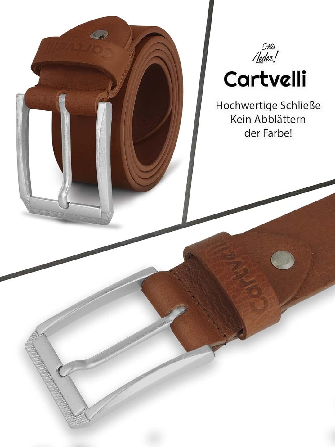 Cartvelli Vintage Ledergürtel Herren 40mm Made in Germany mit Geschenkbox - Echtleder-Gürtel Schlies