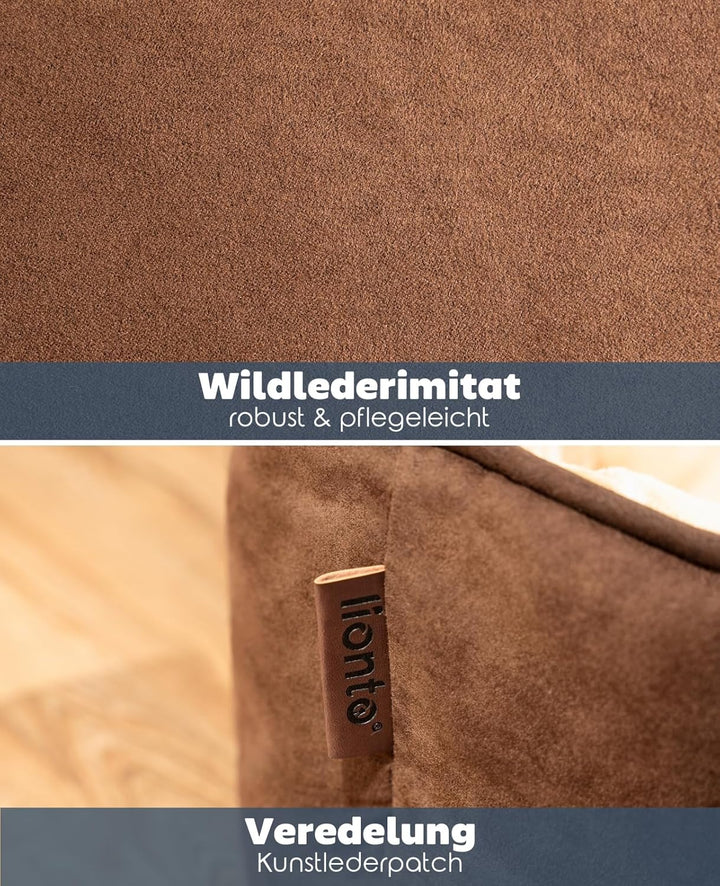lionto 2-in-1 Hundebett Hundekissen Hundekörbchen Hundesofa, (M) 80x60 cm braun/beige L 80 x B 60 x
