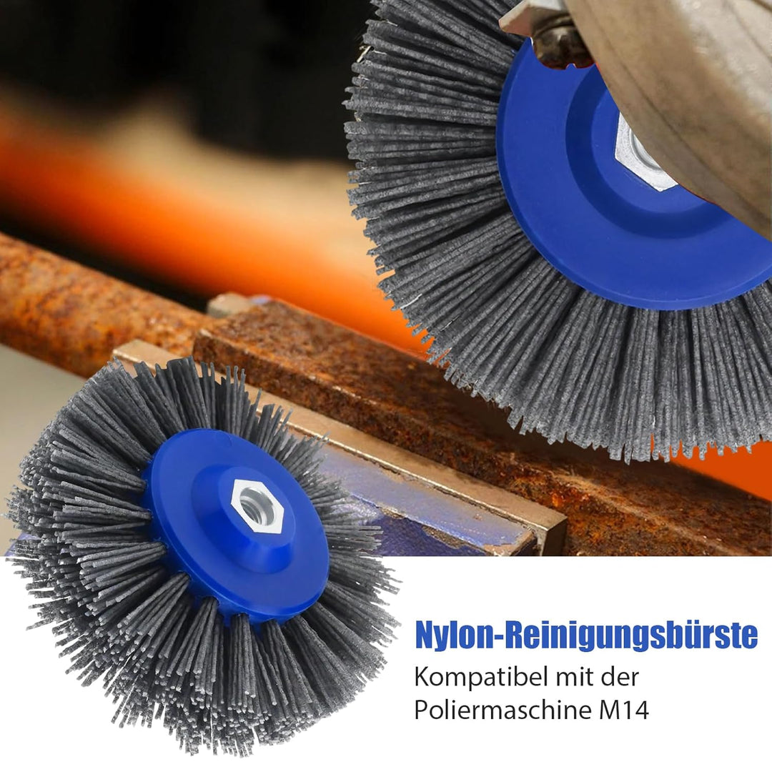 150 mm Nylon-Schleifbürste, 80er Körnung Polierwalze für Drahtziehen, M14-kompatible Bürste für Sati