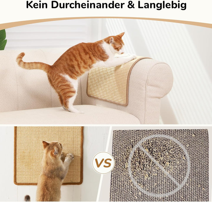 FUKUMARU Kratzmatte für Katzen aus natürlichem Sisal, 2 Stück, 50 x 30 cm, Kratzfeste Sofakratzmatte