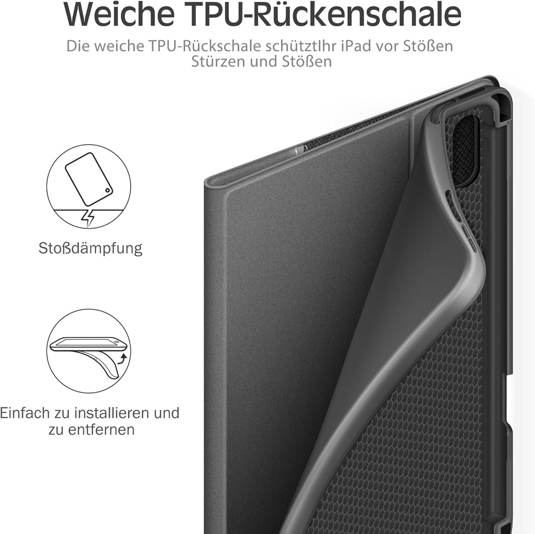 KingBlanc iPad Mini 6 Hülle 2021 8,3 Zoll, Veganes Leder Schutzhülle mit Stifthalter, Auto Schlaf/Wa