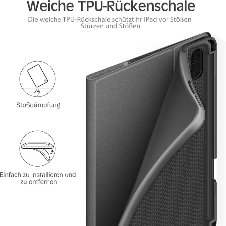 KingBlanc iPad Mini 6 Hülle 2021 8,3 Zoll, Veganes Leder Schutzhülle mit Stifthalter, Auto Schlaf/Wa