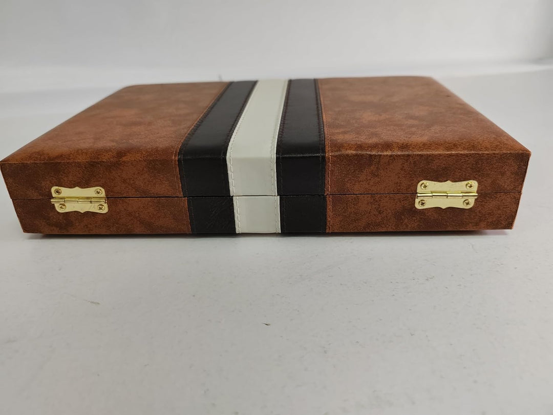Backgammon Set 11" Klassisches Back Gammon Koffer Baggamon Spiel für Erwachsene Kinder (Braun-11 Zol