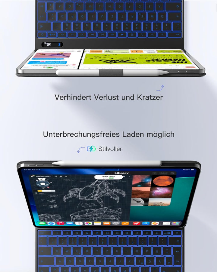 Inateck NeoMagic Magnetische Tastatur Hülle für iPad Air 13 Zoll, iPad Pro 12.9 Zoll 6/5/4/3 Gen,Gro
