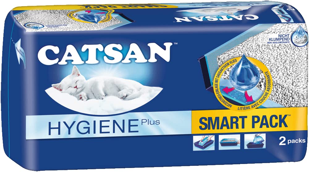 CATSAN Smart Pack – Nichtklumpende Katzenstreu auf saugfähigem Vlies – 1 Packung mit 2 Packs 8L (2x