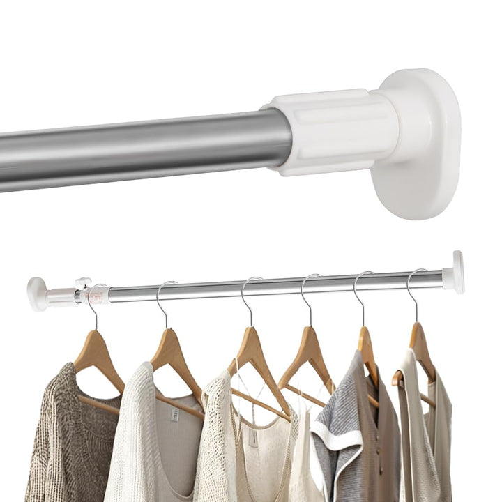 Hershii Kleiderstange für Kleiderschrank Fenster-Duschvorhang-Spannstange ohne Bohren,Rostfreier Sta