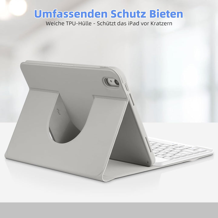 Bettdow für iPad 10.Generation 2022 Tastatur Hülle, Hoch-/Querformat Verwenden, QWERTZ Layout Abnehm