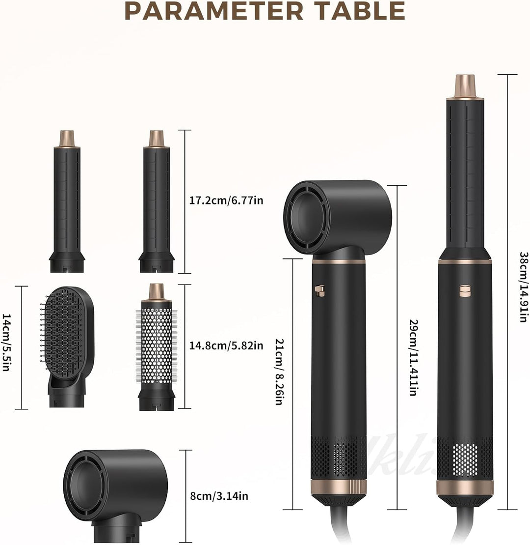 5 in 1 Airstyler 1000W Warmluftbürste Set Haarstyler Rundbürstenföhn, Lockenstab Automatisch, Glätte