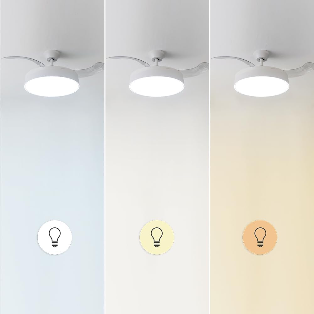 Cecotec Deckenventilator EnergySilence Aero 4280 Invisible White, 106 cm | Integrierte Lampe, 3 Lich