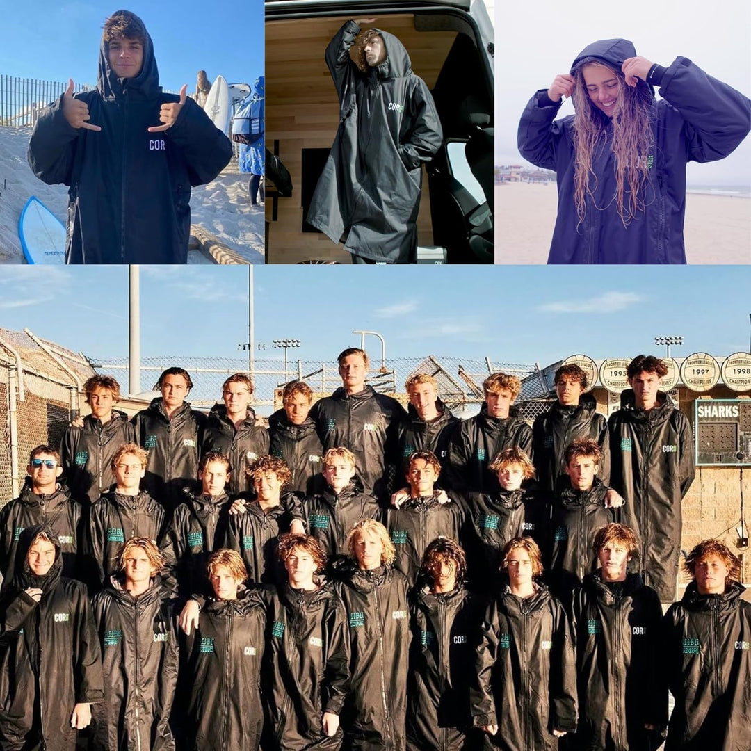 COR Surf Schwimm-Parka, schwere, warme Surfjacke für Herren, Damen, grosse Kinder, wasserabweisendes