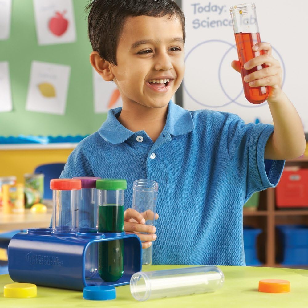 Learning Resources Primary Science, Riesen-Reagenzgläser mit Halterung, Mittel