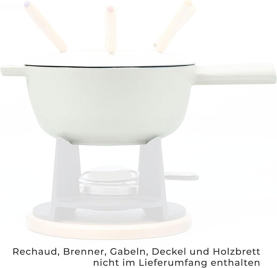 osoltus Fondue | Käsefondue | Fleischfondue Topf Gusseisen cremeweiss 6 Personen Emaille Cremeweiss