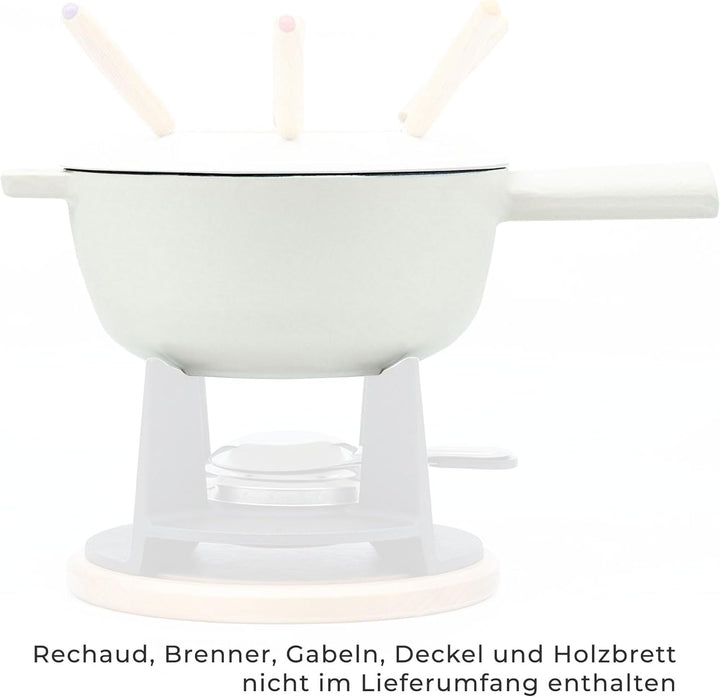 osoltus Fondue | Käsefondue | Fleischfondue Topf Gusseisen cremeweiss 6 Personen Emaille Cremeweiss
