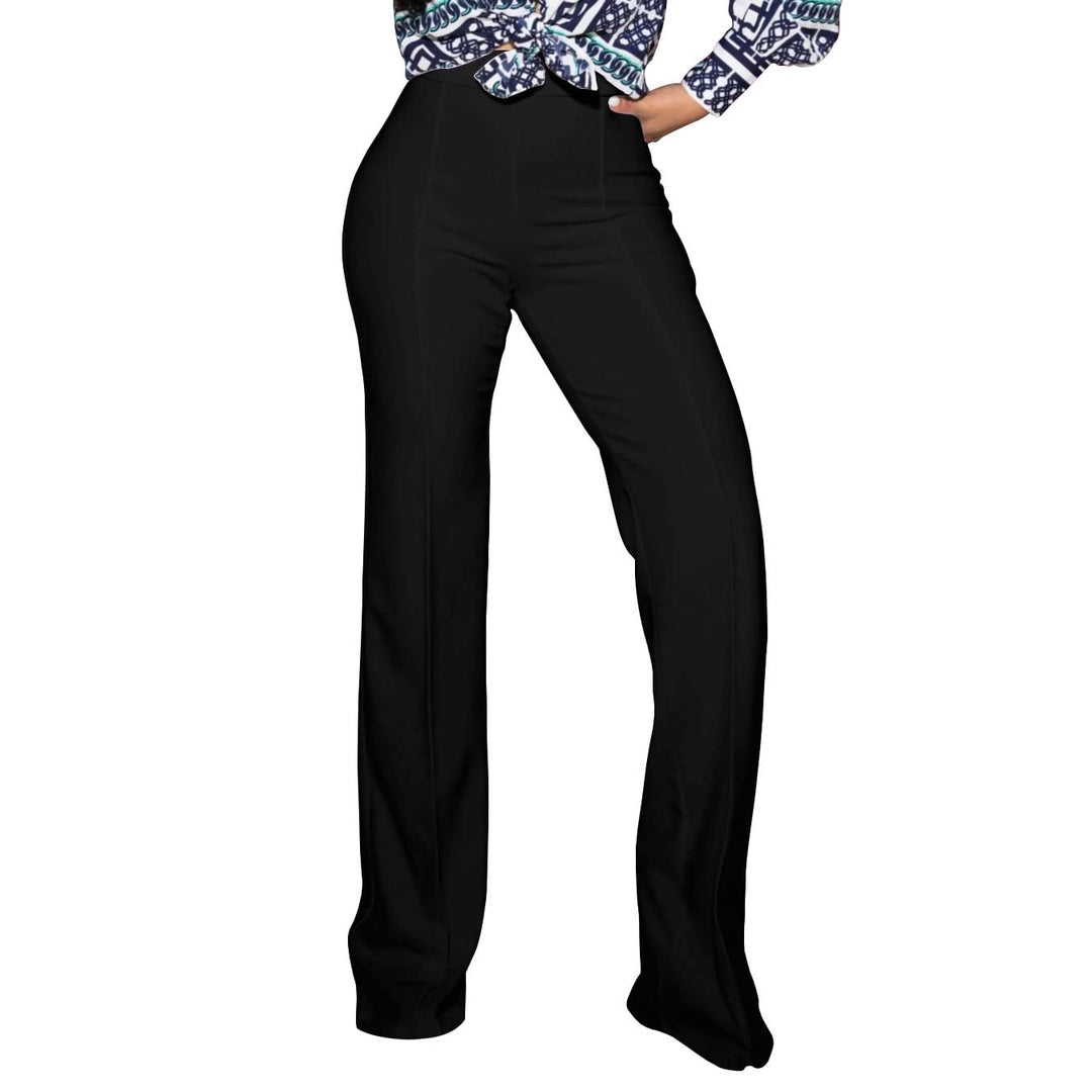 PINSV Damenhose mit hoher Taille, dehnbar, Bootcut, Schlupfhose, legere Arbeitshose 3257 Schwarz S,