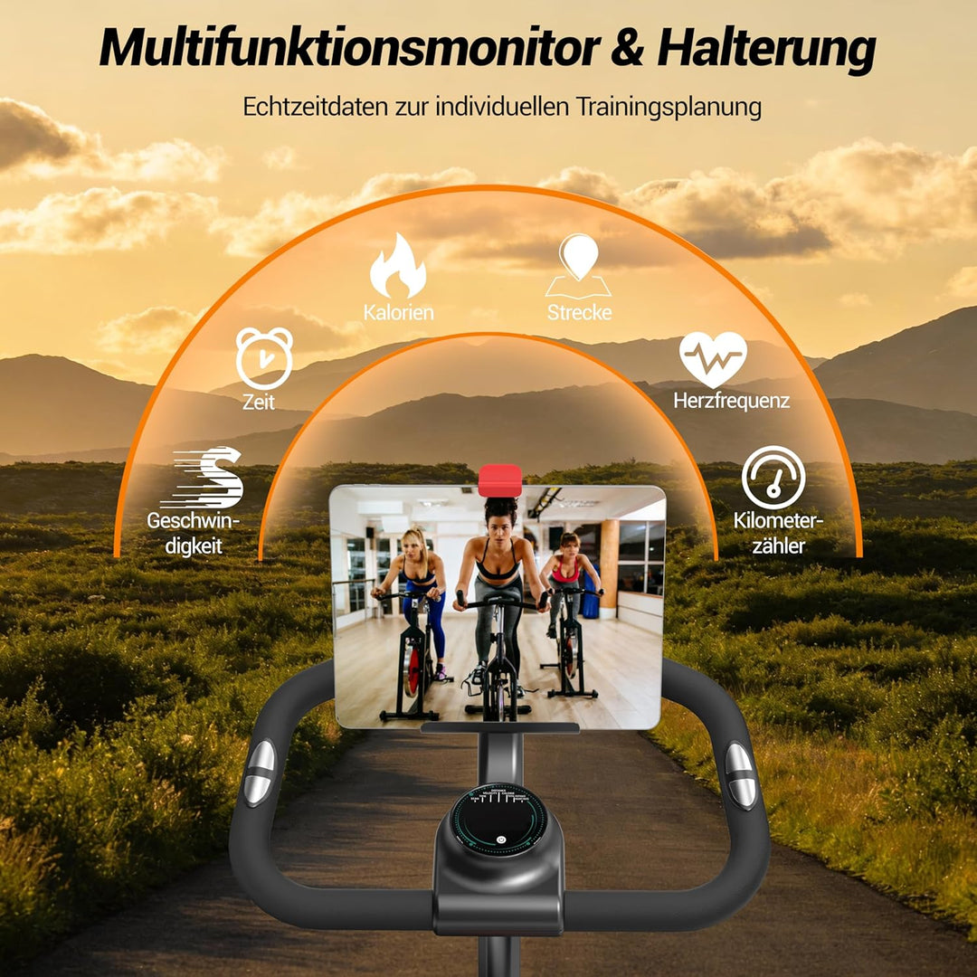 UMAY Heimtrainer Fahrrad Klappbar, Indoor Spinning Bike, Ergometer mit Pulsmessung & LED Display, Ho