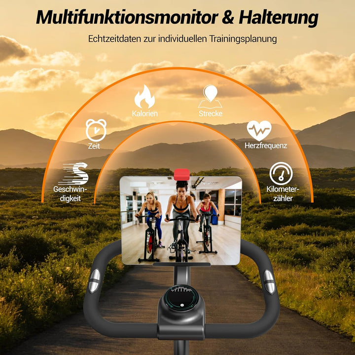 UMAY Heimtrainer Fahrrad Klappbar, Indoor Spinning Bike, Ergometer mit Pulsmessung & LED Display, Ho