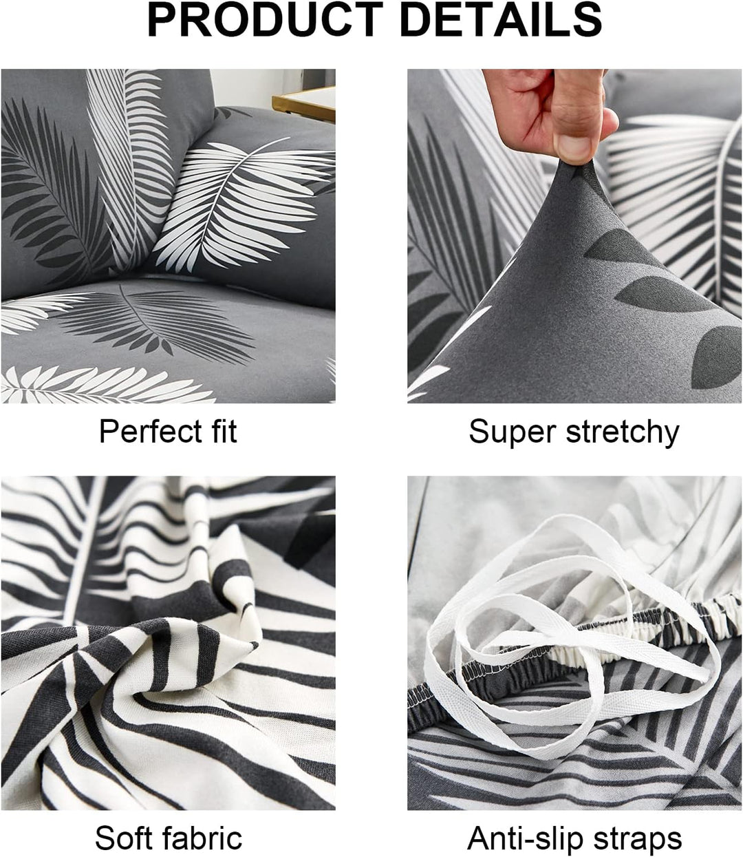 Jaotto Sofabezug 4 Sitzer Elastischer Stretch Spandex Sofa Überwürfe Sofahusse Antirutsch Waschbar S