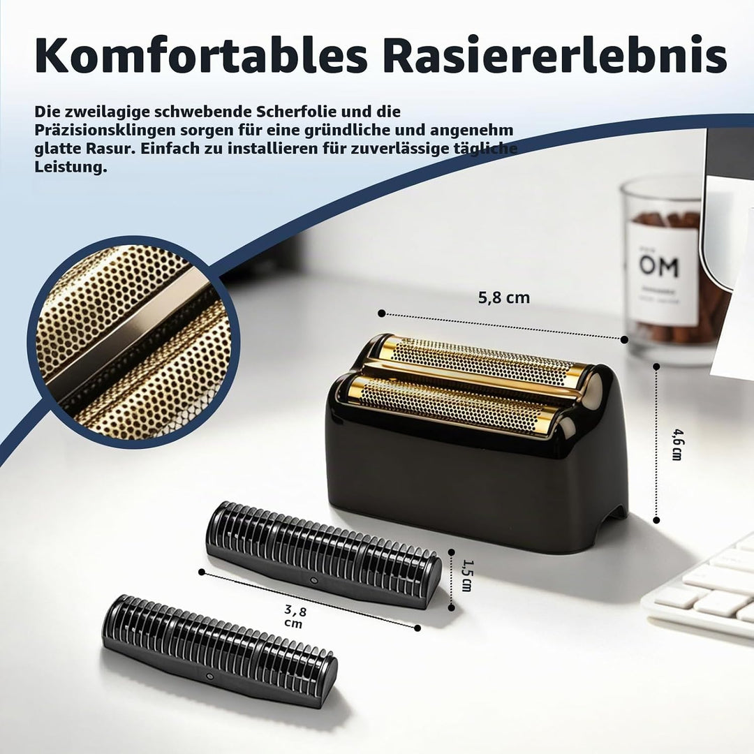 Ersatz-Rasierklinge kompatibel mit BaByl**sPRO Double FXFS2 - Metallfolie (Schwarz, 3er Pack), Schwa