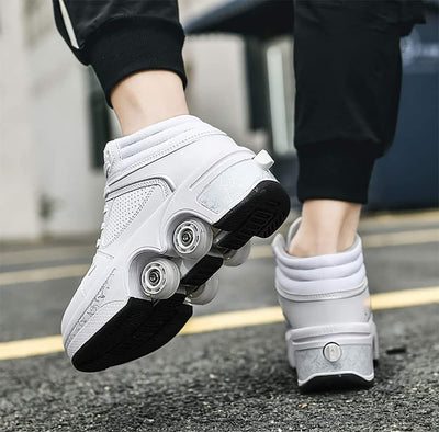 Schuhe mit Rollen LED Leuchtend Skates 4-Rad Verstellbare Rollschuhe Verstecktes Rad für Laufsportsc