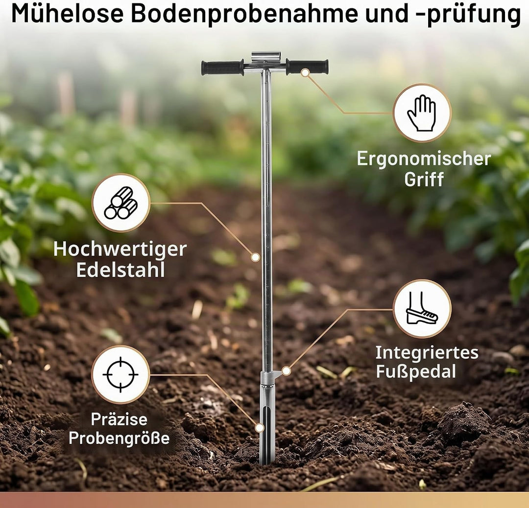 Bodenprobenehmer Edelstahl, 105cm Länge 50mm Mund Edelstahl Bodenprobenehmer mit Pedal