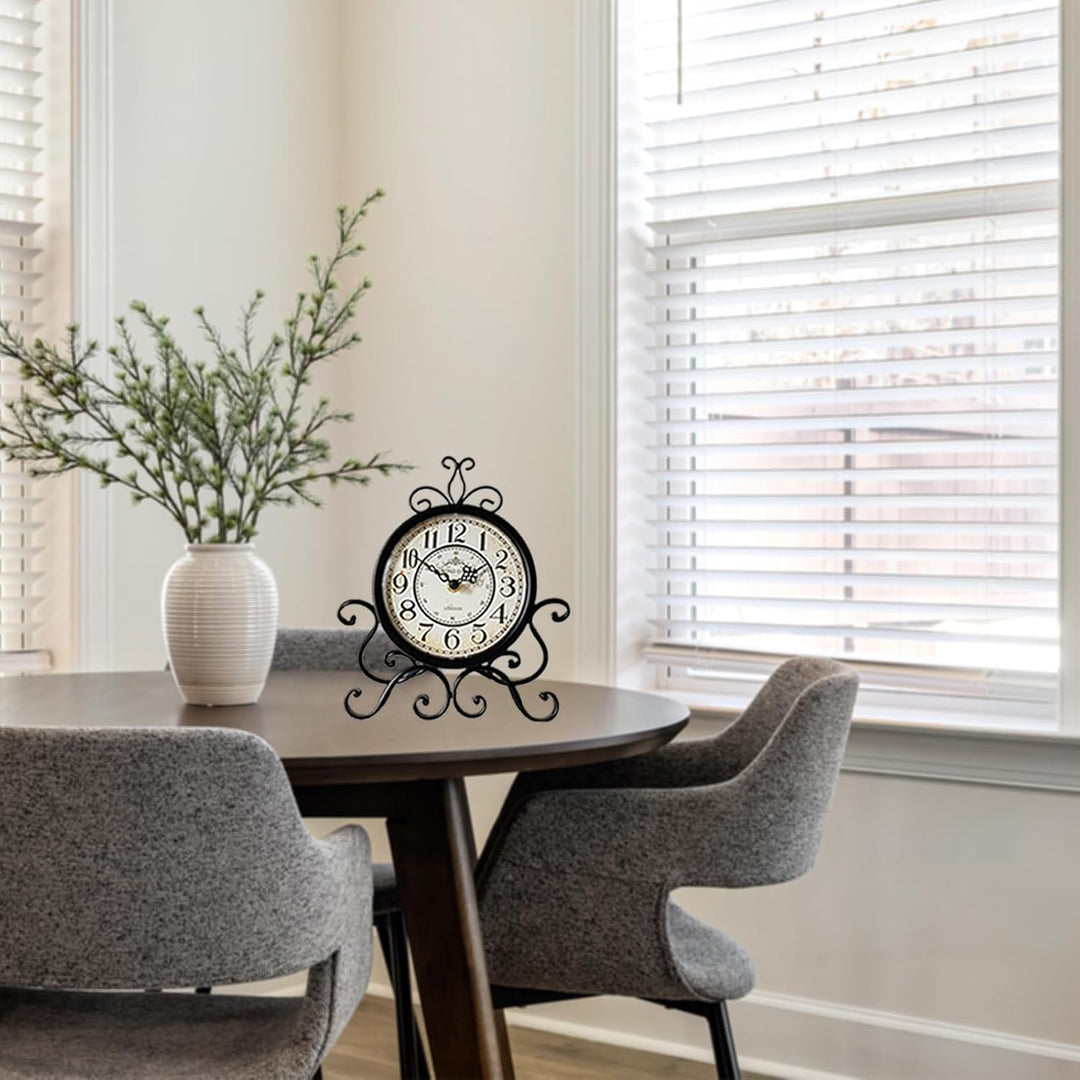 HZDHCLH Retro Silent Roman Tischuhr für Wohnzimmer Schlafzimmer Büro Kunst-Schreibtischuhr（pures Sch