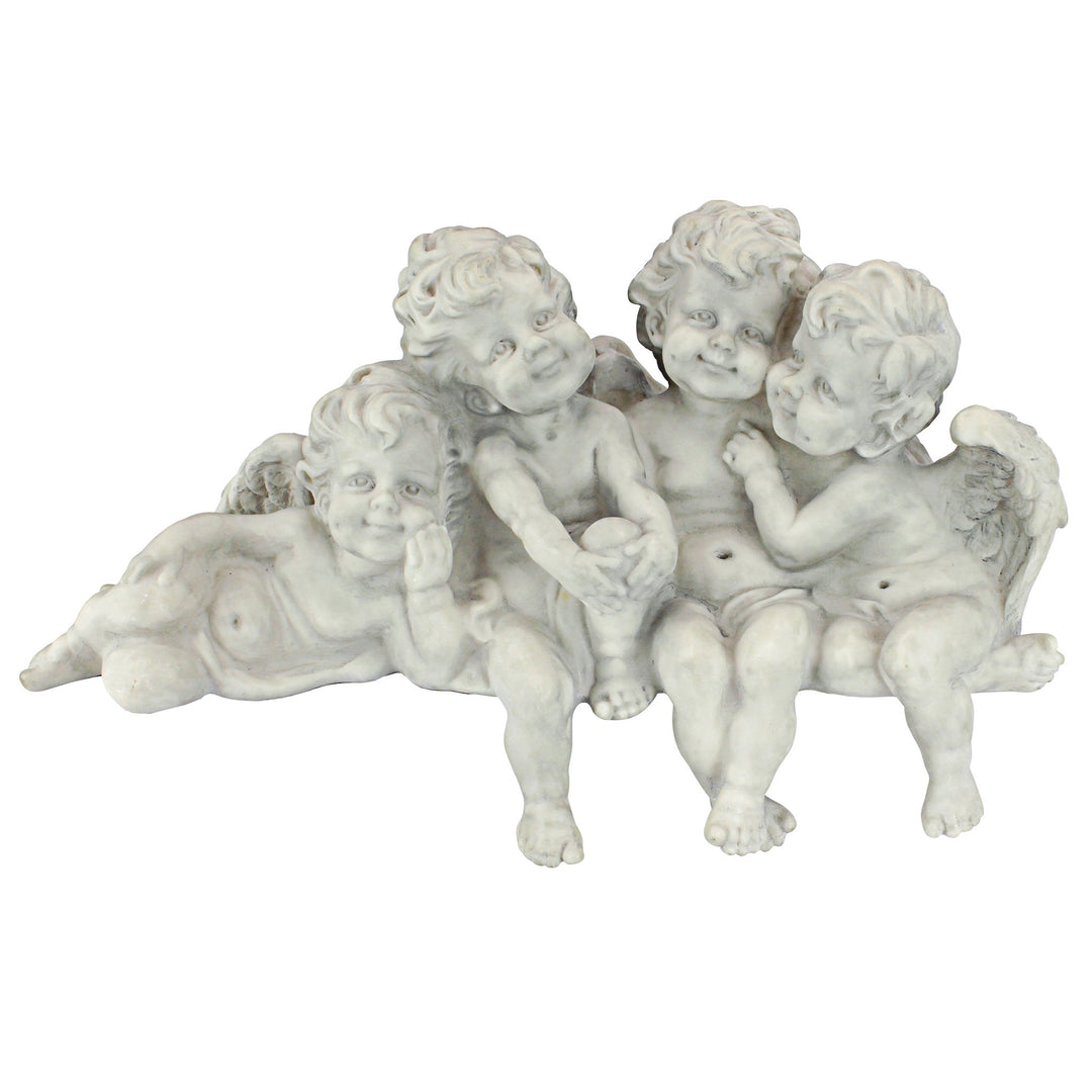 Design Toscano Figur Puttenkonklave Sitzende Engel, silber, 14 x 45,5 x 30,5 cm, SH380151 Regal sitz