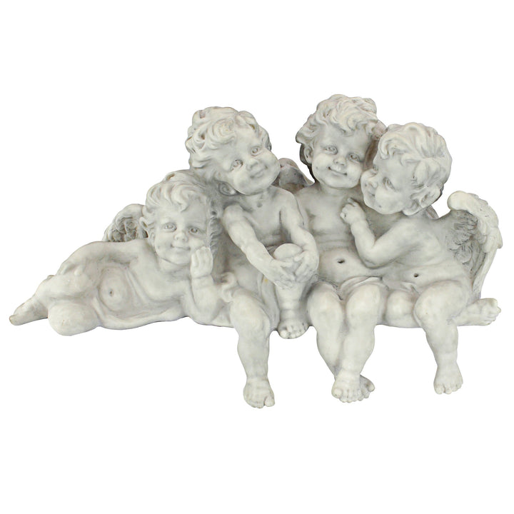 Design Toscano Figur Puttenkonklave Sitzende Engel, silber, 14 x 45,5 x 30,5 cm, SH380151 Regal sitz