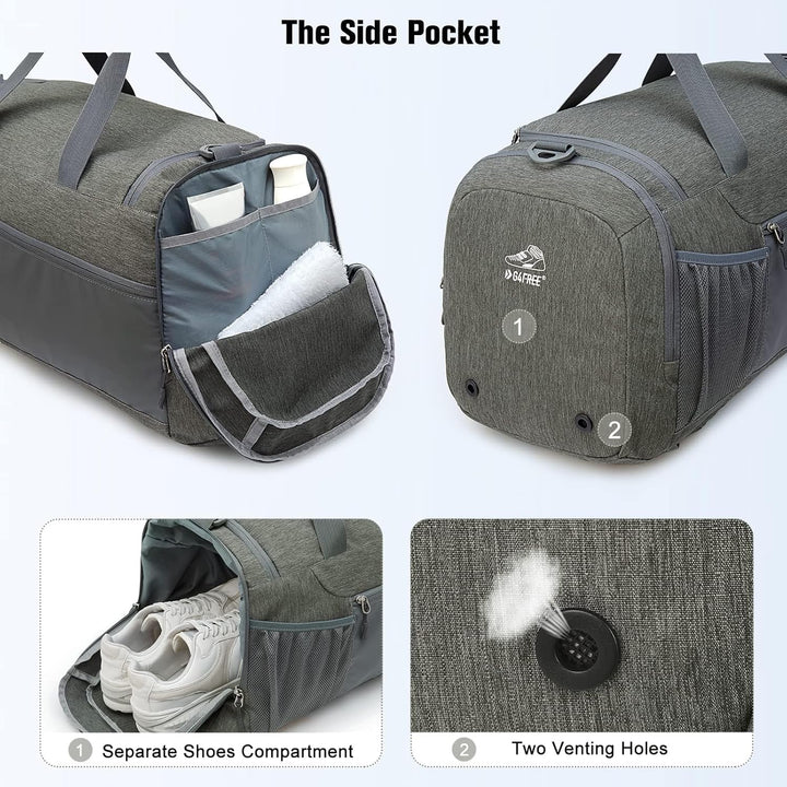 G4Free 45 l/60 l 3-Wege-Reise-Rucksack, grosses Gepäck, Sporttasche mit Nassfach und Schuhfach für R
