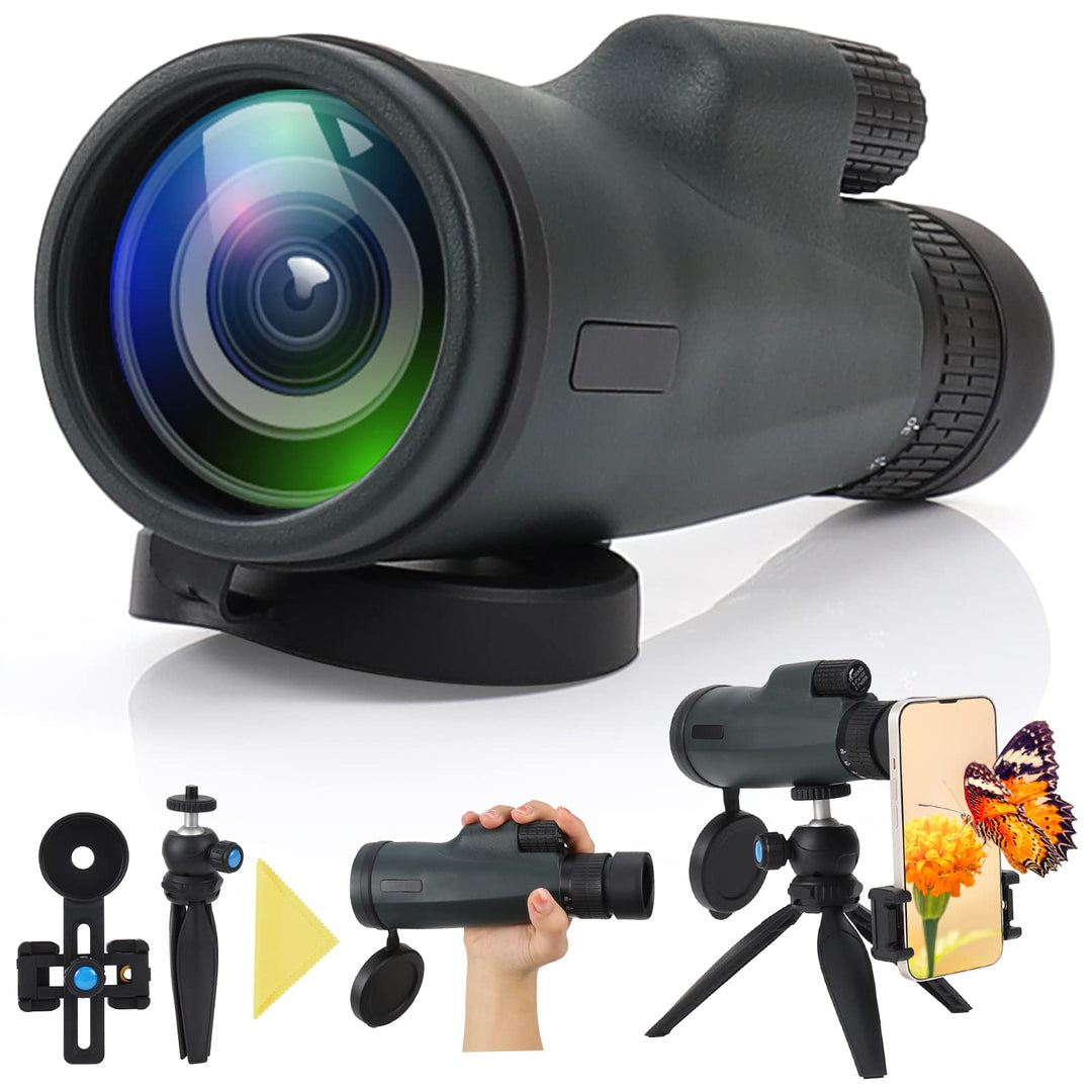 Optischer Zoom Monokular Teleskop 10-30x50, HD Monokular Fernrohr Wasserdichtes mit Smartphone Halte