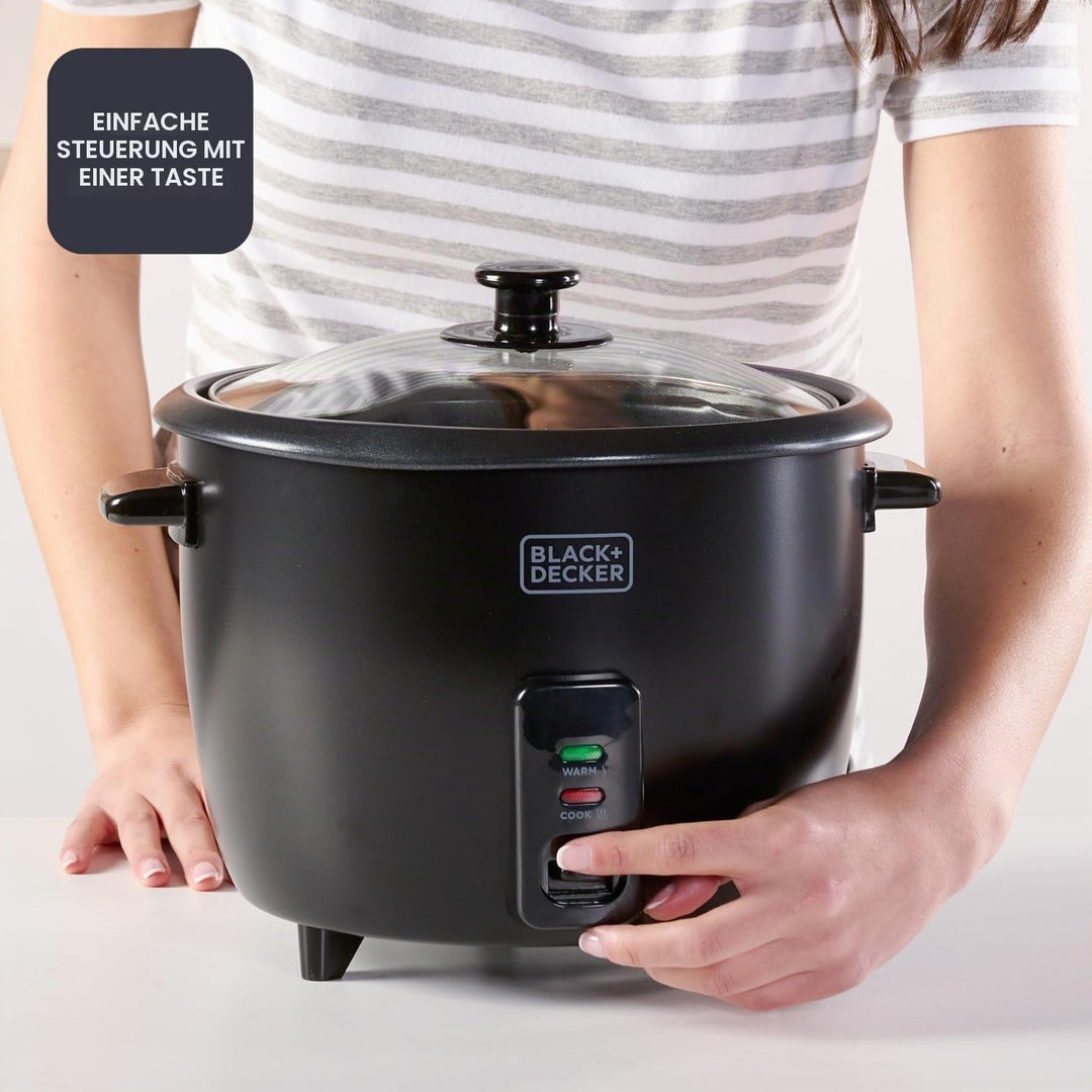 BLACK+DECKER BXRC1800E - Reiskocher. 700W. 1,8 Liter Fassungsvermögen. Antihaft-Beschichtung. Kochfu