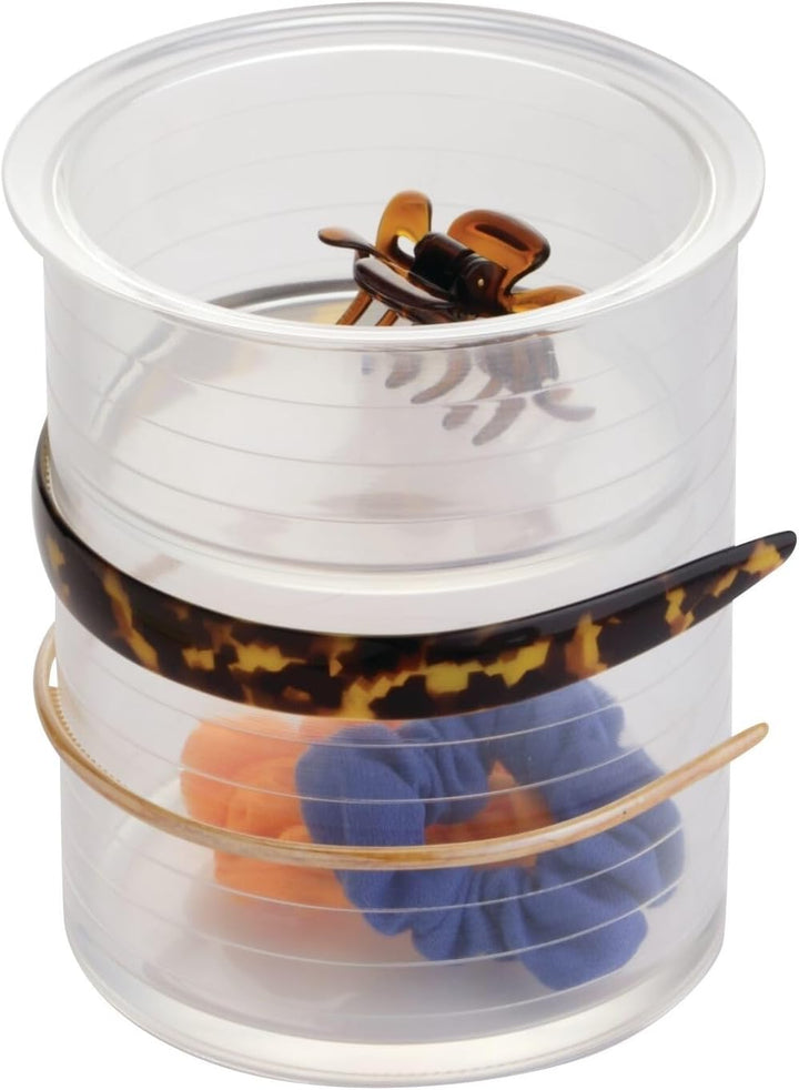 iDesign Clarity Aufbewahrungsbox für Haaraccessoires, Bad Aufbewahrung aus Kunststoff mit zwei Fäche