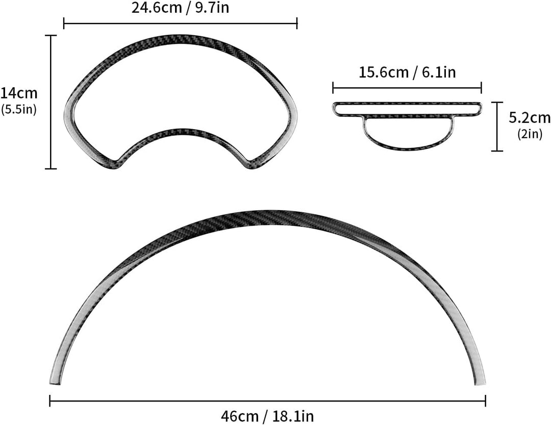 KUNGKIC Kohlefaser Auto Tachometer Dekorative Aufkleber Innenraum Carbon Fiber Speedometer Trim für
