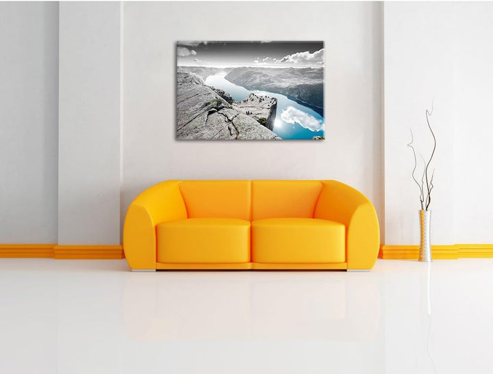 Pixxprint Küste in Norwegen als Leinwandbild/Grösse: 100x70 / Wandbild/Kunstdruck/fertig bespannt, 1