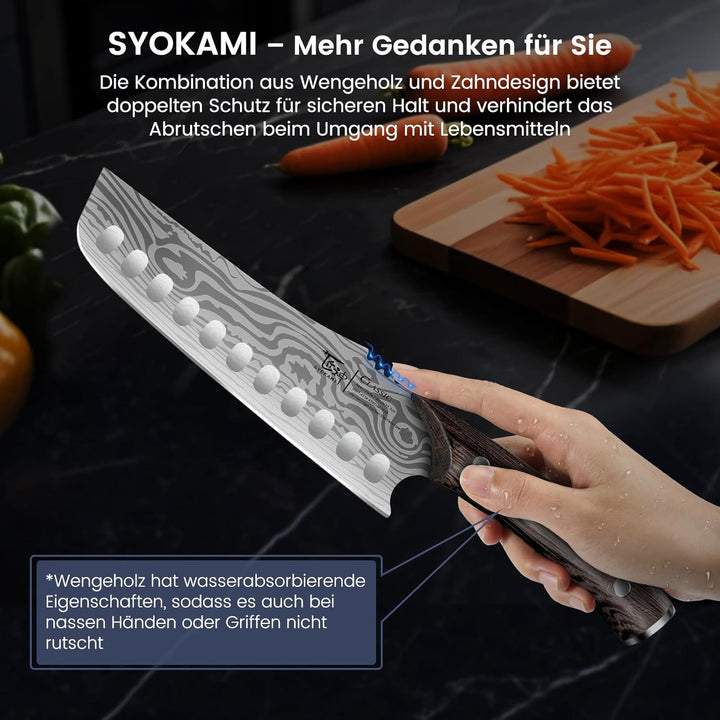 SYOKAMI 18,3 cm Kochmesser, grosses Gemüsemesser im japanischen Stil, rasiermesserscharf für präzise