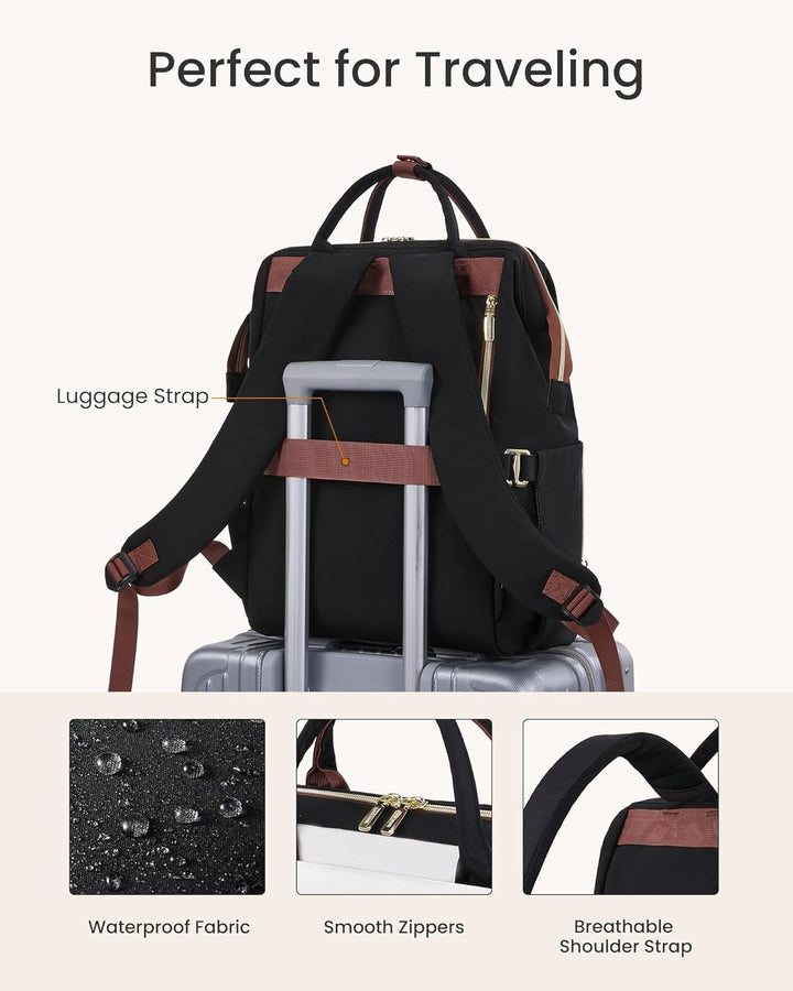 LOVEVOOK Rucksack Damen Gross, 17,3 Zoll Laptop Schulrucksack Wasserdicht Travel Backpack Women Eleg